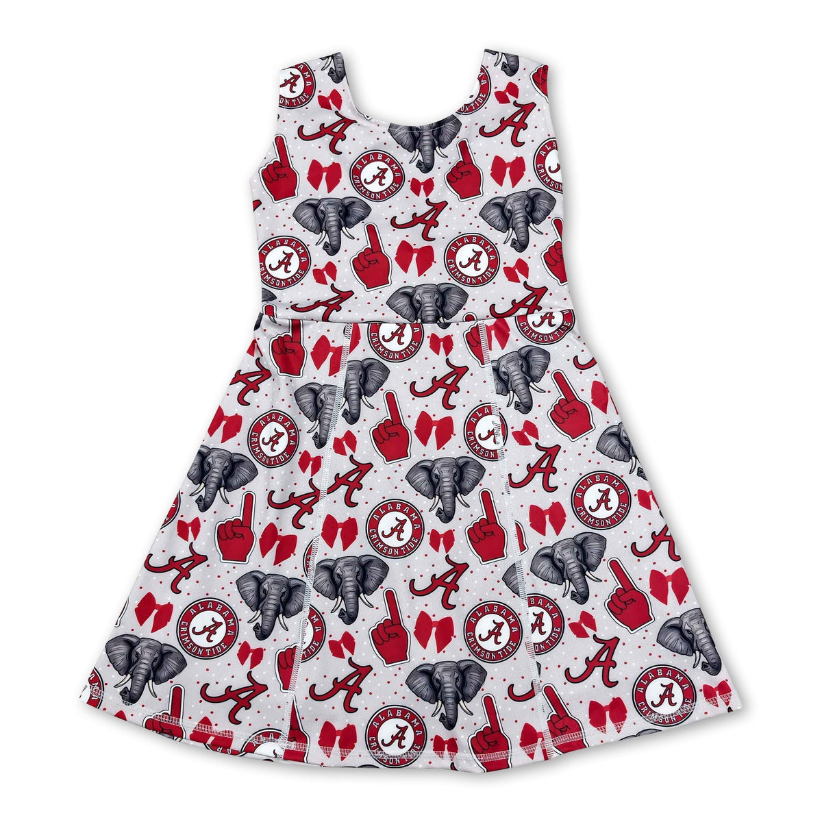 Sleeveless A elephant bow kids girls team athletic dress