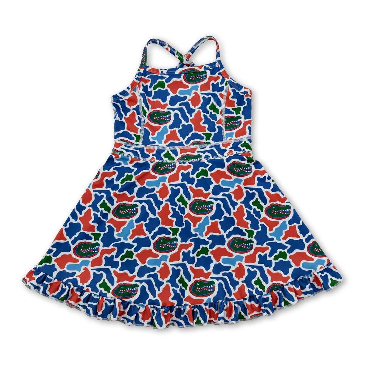 Straps camo crocodile kids girls team athletic dress
