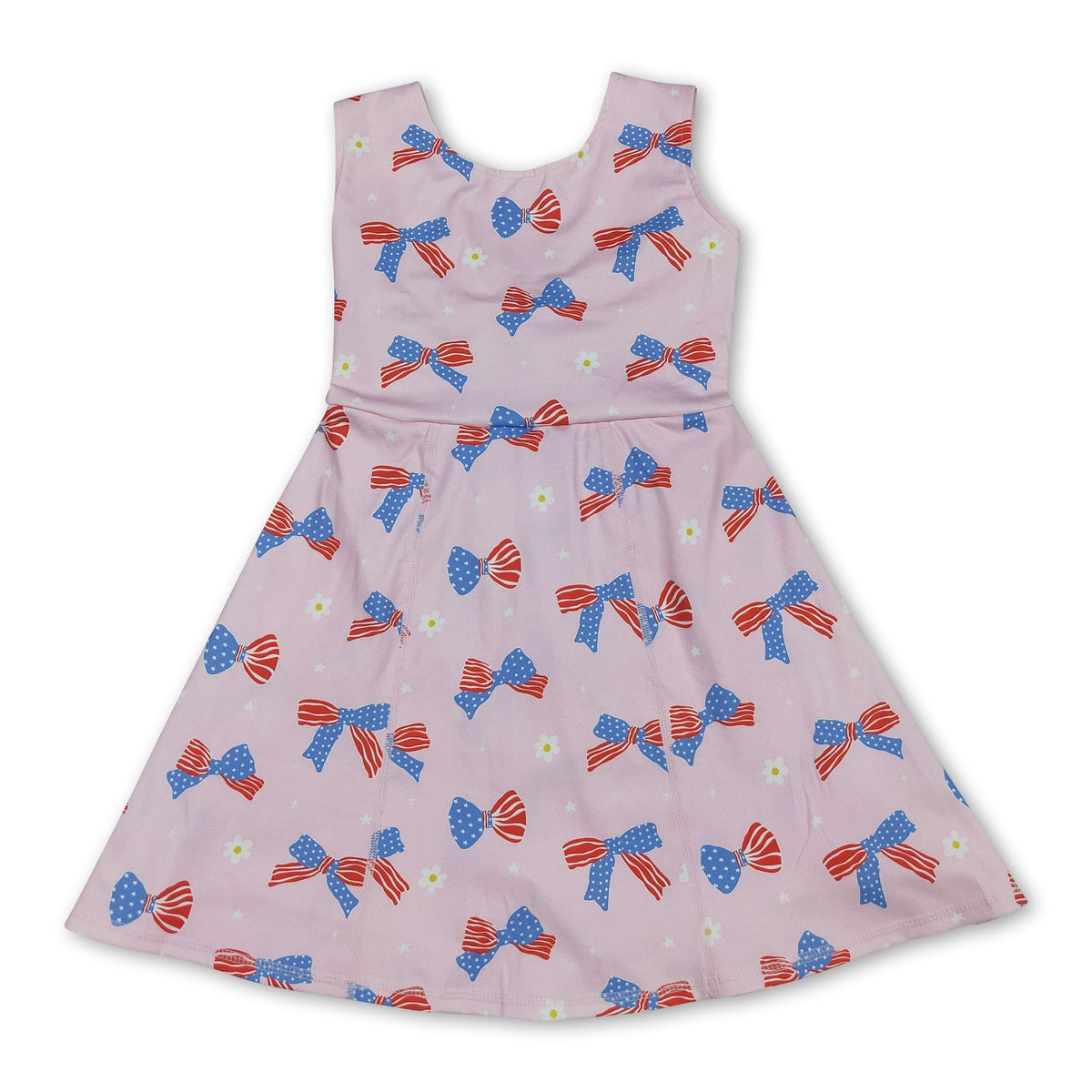 Stars stripe bows kids girls 4th of july athletic dresses