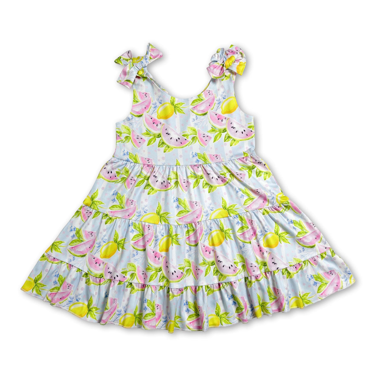 Sleeveless lemon watermelon kids girls summer dress