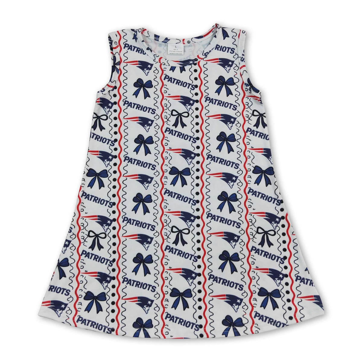 Sleeveless navy bow kids girls team summer dress