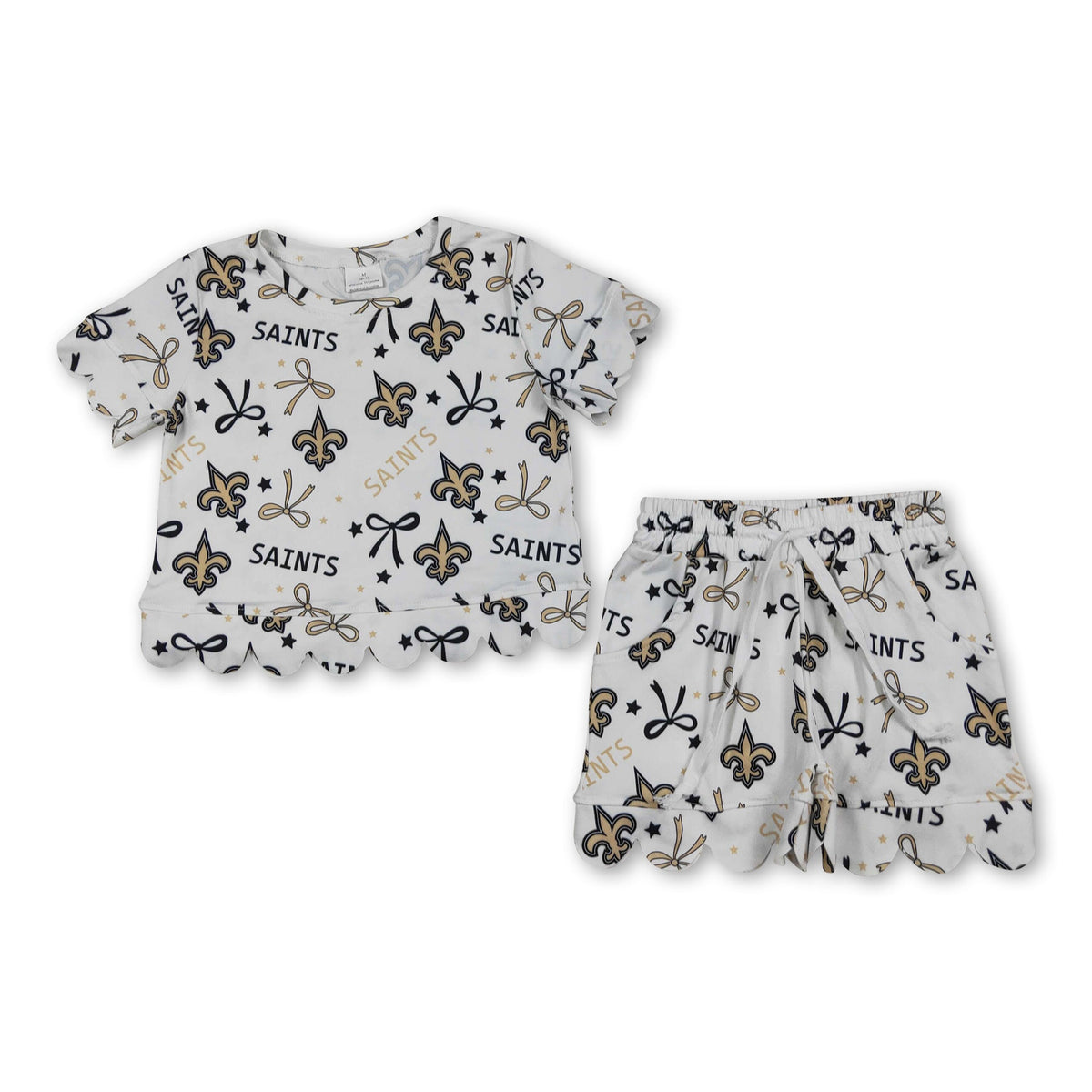 Short sleeves scallop anchor bow girls team outfits
