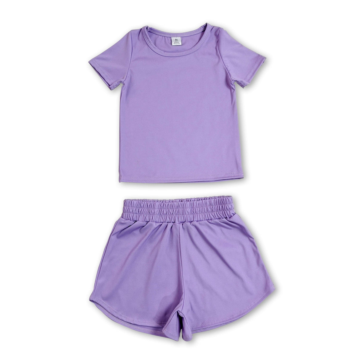 Short sleeves purple top shorts kids girls yoga active set