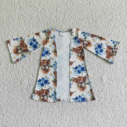 Highland cow floral baby girls cardigan