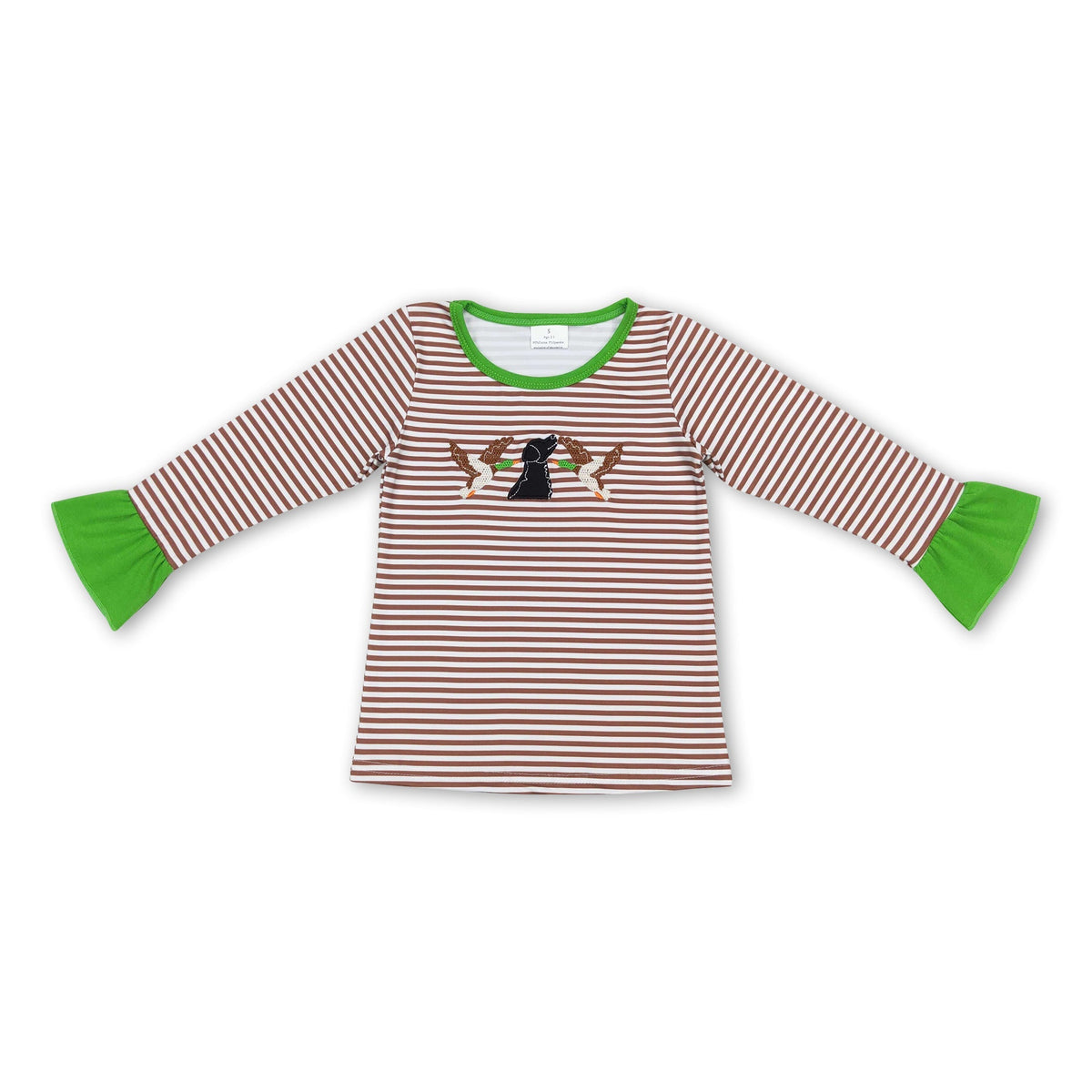 Brown stripe long sleeves duck dog girls hunting shirt