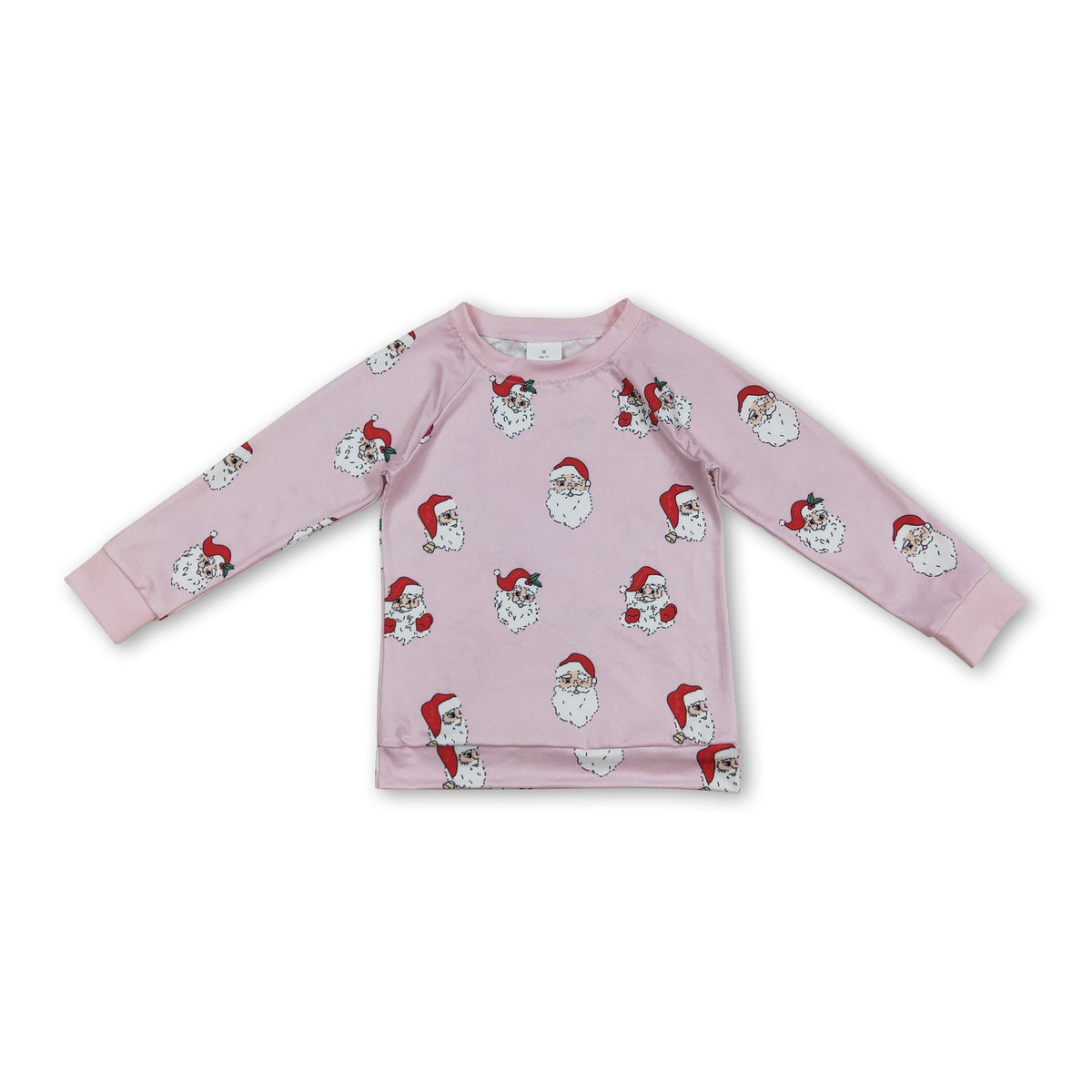 Pink long sleeves santa kids girls Christmas shirt