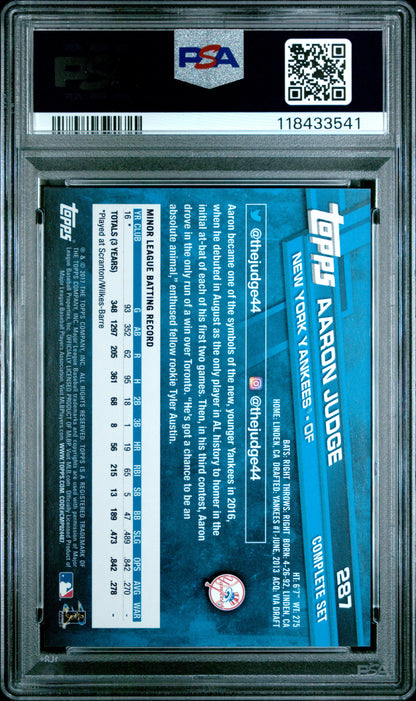 Graded 2017 Topps Complete Set Aaron Judge #287 Exclusives Running Rookie RC Baseball Card PSA 10 Gem Mint