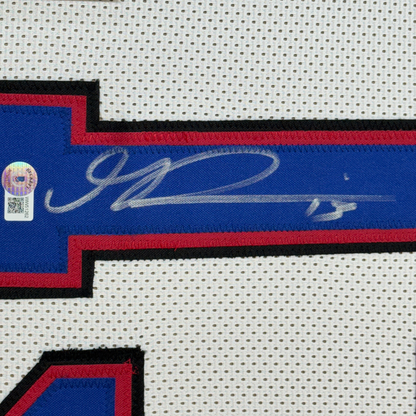 Framed Autographed/Signed Gabriel Gabe Davis 35x39 Buffalo White Football Jersey Beckett BAS COA