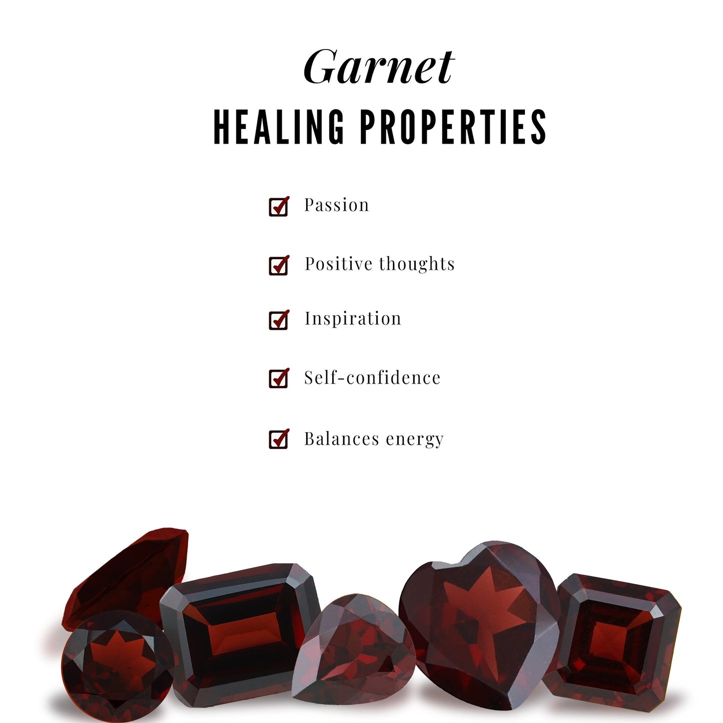 Natural Garnet Emerald Cut Engagement Ring with Diamond Trio