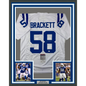 Framed Autographed/Signed Gary Brackett 35x39 Indianapolis White Football Jersey JSA COA