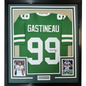 Framed Autographed/Signed Mark Gastineau 35x39 New York Green Football Jersey JSA COA