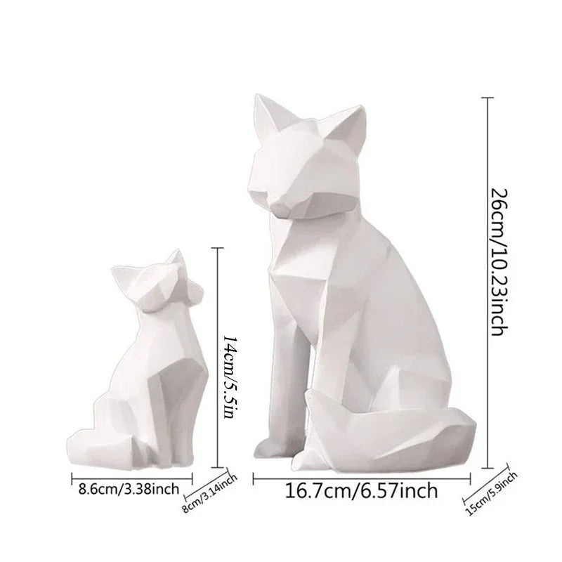 Geometric Fox Sculpture Set Modern Animal Figurines