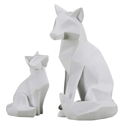 Geometric Fox Sculpture Set Modern Animal Figurines