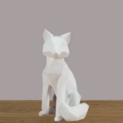 Geometric Fox Sculpture Set Modern Animal Figurines
