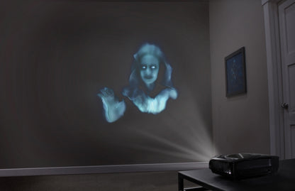 AtmosFX Halloween Digital Decoration USB- -Ghostly Jump Scares + 5.5 ft x 9 ft Projection Screen