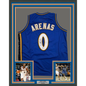 Framed Autographed/Signed Gilbert Arenas 35x39 Washington Blue Basketball Jersey Beckett BAS COA