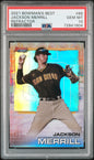 Graded 2021 Topps Bowmans Best Jackson Merrill #66 Refractor Rookie RC Baseball Card PSA 10 Gem Mint