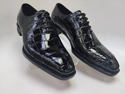 Maurice Gladiator Alligator Lace-Up Oxford - Black