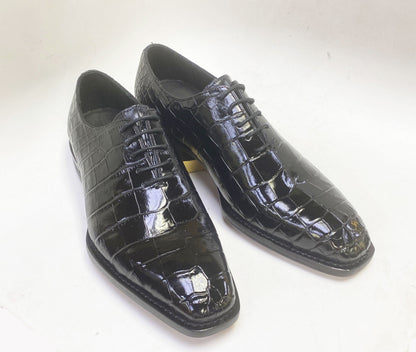 Maurice Gladiator Alligator Lace-Up Oxford - Black