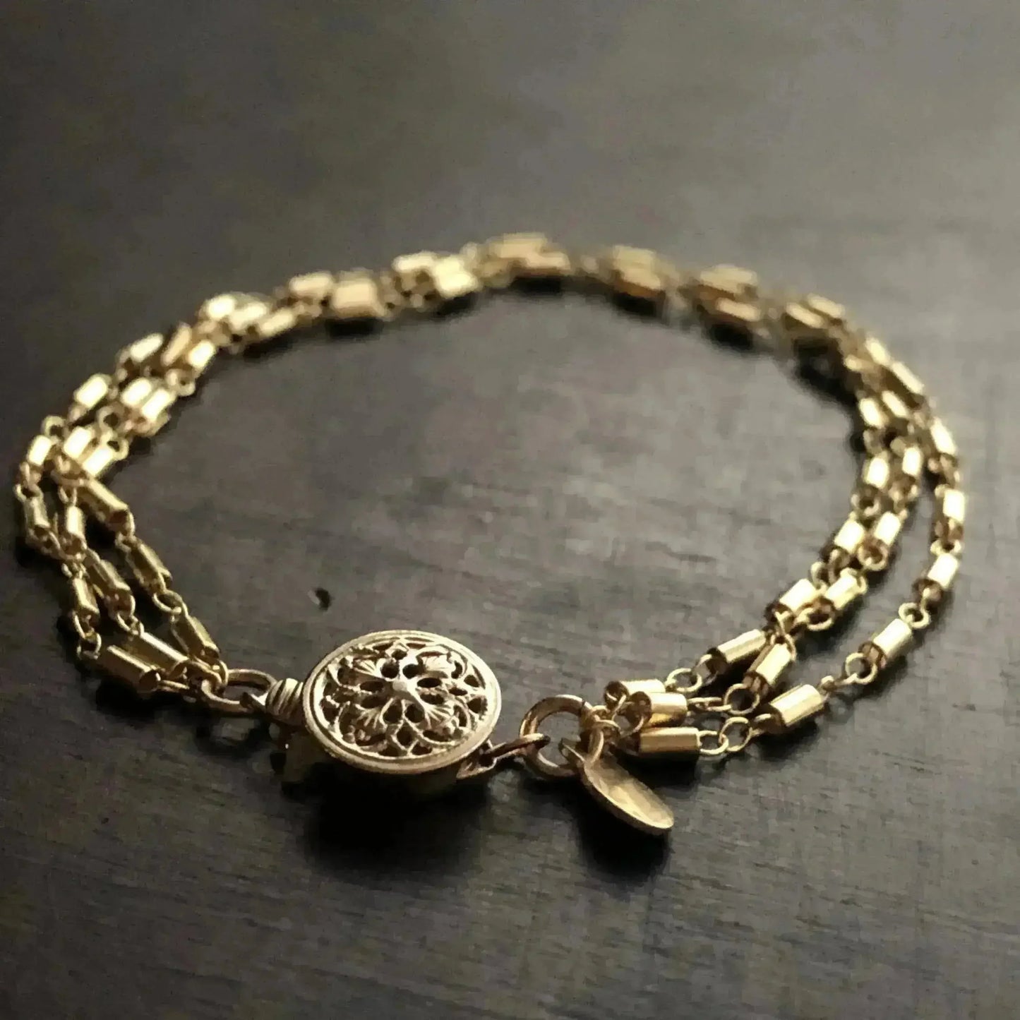 Marilena 3-Layer Gold Fill Bracelet – Filigree Clasp