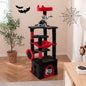 Gothic Cat Tree with Plush Perch and Spider Dangling Toy-Black & Red