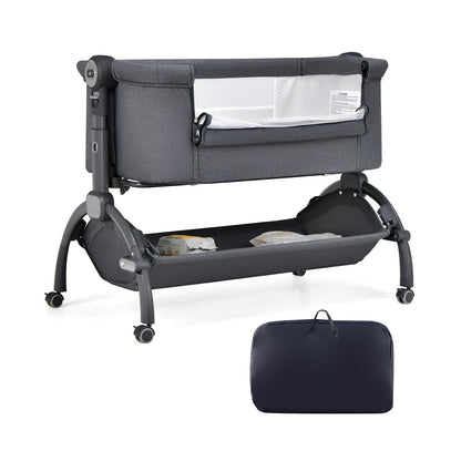3-in-1 Baby Bassinet with Double-Lock Design and Adjustable Heights-Gray