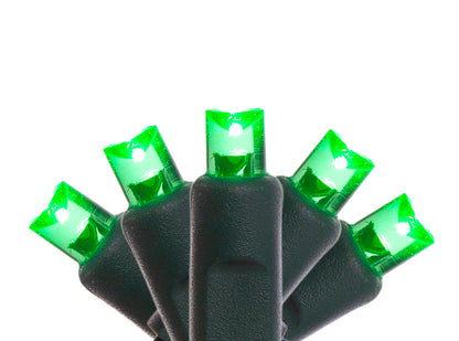 4 pack - 5mm - 100 ct - Green LED - 4" spacing - Green wire - 33 ft long