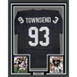 Framed Autographed/Signed Greg Townsend 35x39 Oakland Black Football Jersey JSA COA