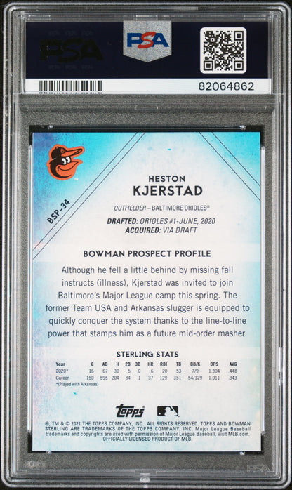Graded 2021 Topps Bowman Sterling Heston Kjerstad #BSP34 Rookie RC Baseball Card PSA 10 Gem Mint