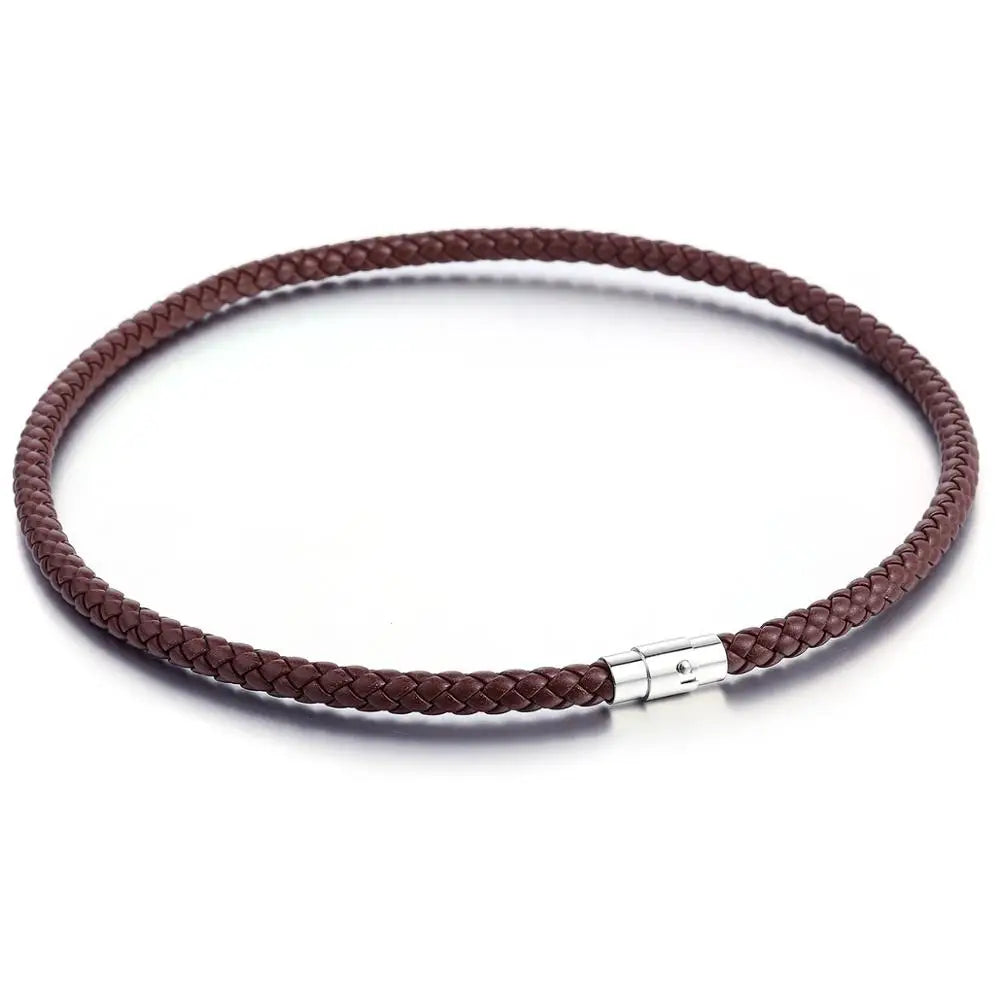 Leather Necklace Choker for Men Women Black Brown Rope Choker Necklaces Wholesale Dropshipping Jewelry  4/6/8mm DUNM09A