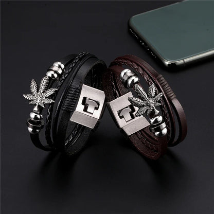 YIZIZAI Fashion Bracelete Genuine Leather Multilayer Anchor Bracelet Men Vintage Punk Rock Women Alloy Beads Nautical Jewelry