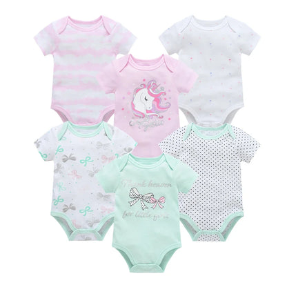 Kavkas Baby Girls Bodysuits 6/3 pcs/lot Summer Cotton Baby Clothes Short Sleeve Newborn body bebe 0-3 months Infant Clothing