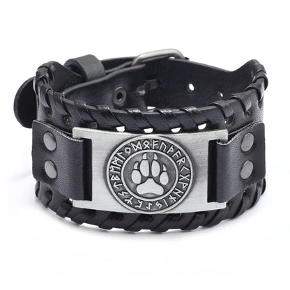 Trendy Viking Bracelet Nordic Rune Compass God Bird Charm Men's Bracelet New Fashion Leather Woven Jewelry Accessorie Party Gift