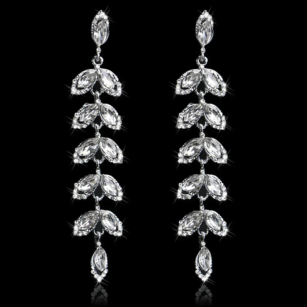 TREAZY Fashion Crystal Wedding Drop Earrings for Women Silver Color Bridal Dangle Earrings Brides Gifts Birthday Party Jewelry