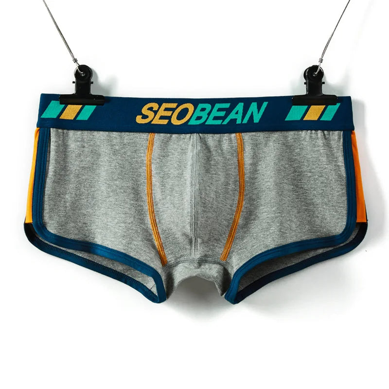 SEOBEAN Shorts Men Underwear Boxers Breathable Cotton Boxer Shorts U convex Design Fashion Male Panties Underpants Homewear