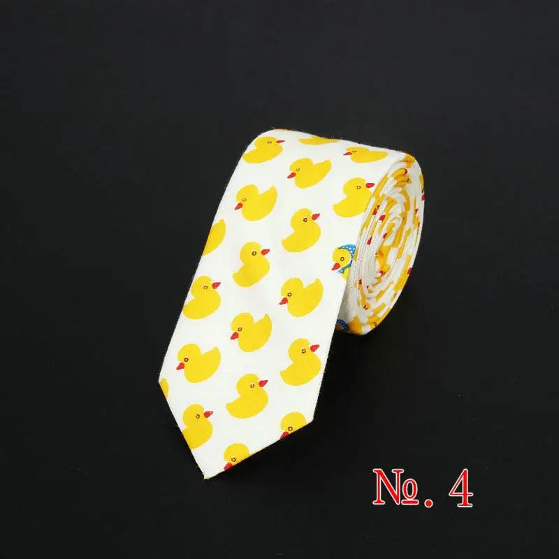 Cotton Men's Colourful Tie Duck Dog Fruit Flower Ties Narrow Kids Children Necktie Slim Skinny Cravate Narrow Thick Neckties