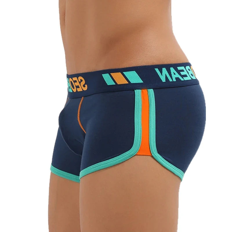 SEOBEAN Shorts Men Underwear Boxers Breathable Cotton Boxer Shorts U convex Design Fashion Male Panties Underpants Homewear