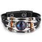 Charm Jewelry 12 Zodiac Weave Bracelets for Women Vintage Multi-layer Stainless Steel 12 Constellations Leather Bracelet