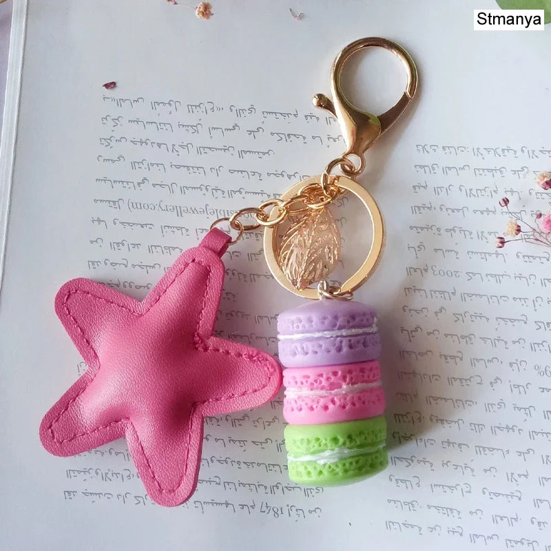 Women Cake Key Chain Fashion Cute French pastries Keychain Bag Charm Car Key Ring Wedding Party gift Jewelry 17278
