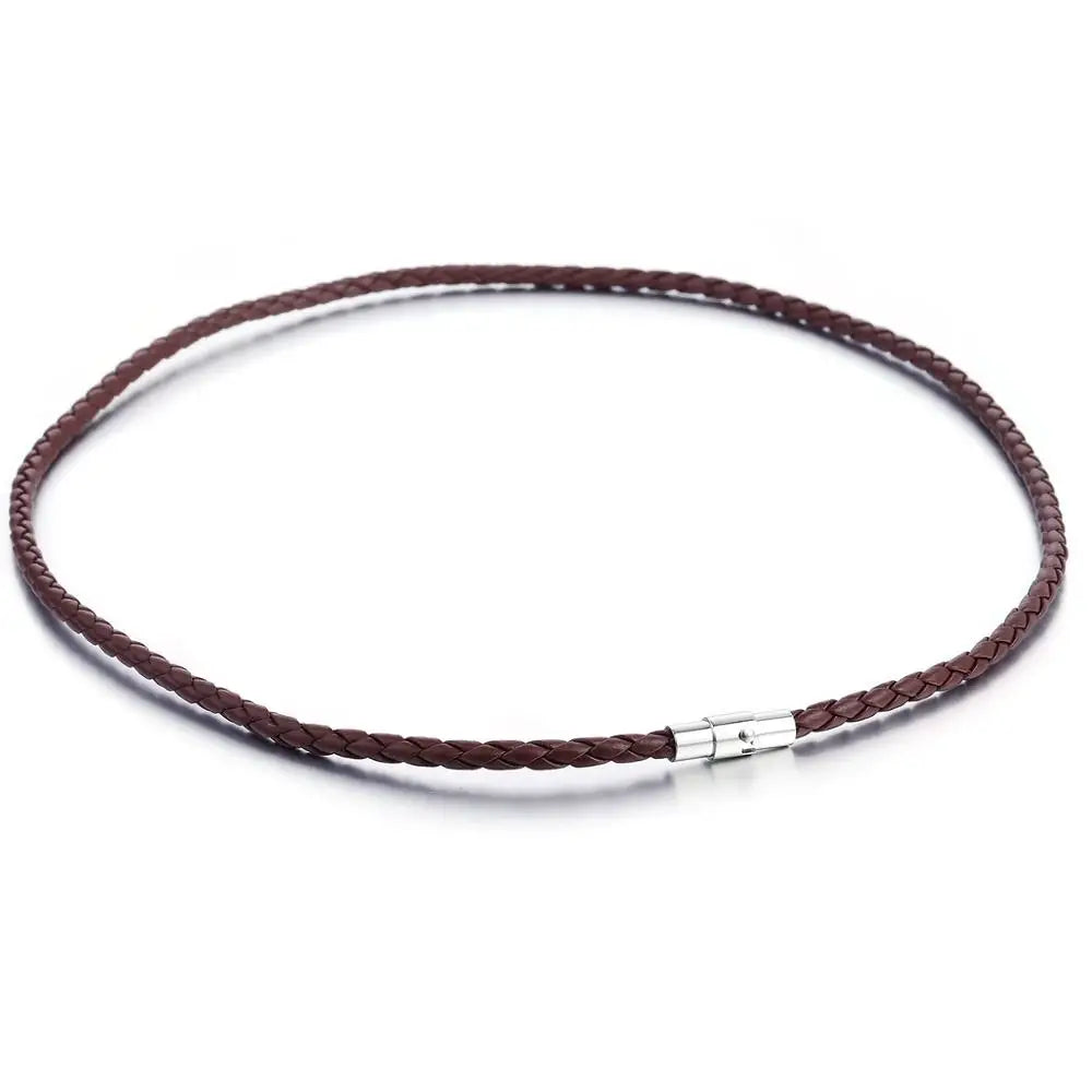 Leather Necklace Choker for Men Women Black Brown Rope Choker Necklaces Wholesale Dropshipping Jewelry  4/6/8mm DUNM09A