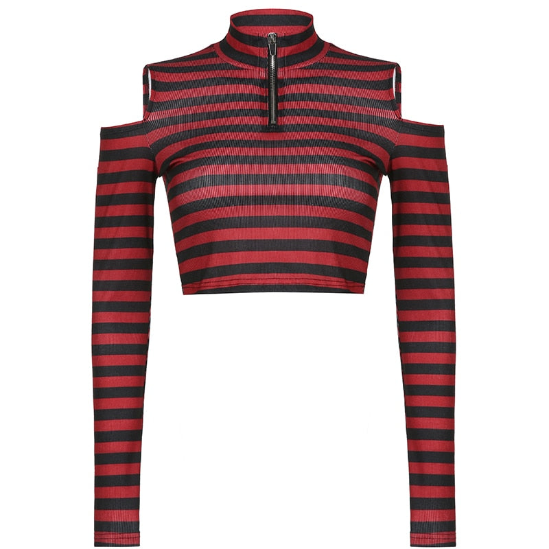 Goth Print Tops Stripe Cute T-Shirts Dark Academia Techwear Button Up V Neck Half Sleeve Sweat Shirts