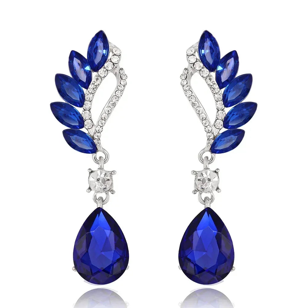 TREAZY Fashion Crystal Wedding Drop Earrings for Women Silver Color Bridal Dangle Earrings Brides Gifts Birthday Party Jewelry