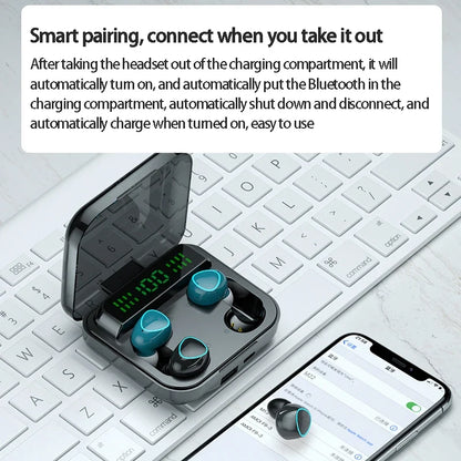 M22 TWS Wireless Bluetooth Headset Couple Headphones Touch Stereo Sports Digital Display 9D Four earphones For Double People Use