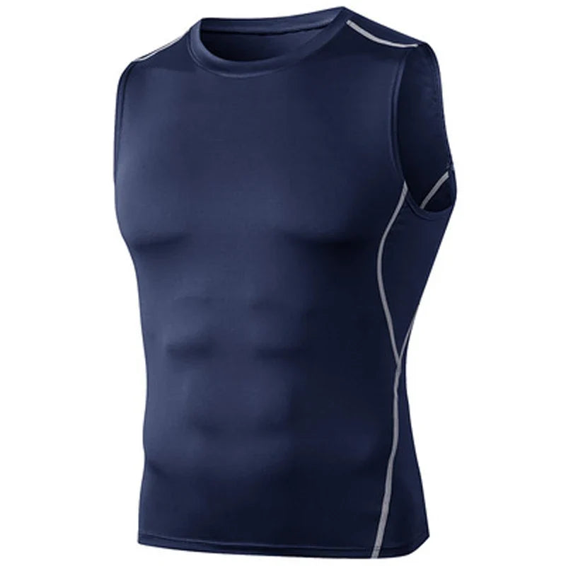 Men Quick Dry Running T-Shirts Compression Sleeveless Quick-drying Jersey training shirt Gym Mens Tank Top