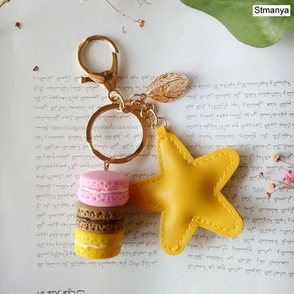 Women Cake Key Chain Fashion Cute French pastries Keychain Bag Charm Car Key Ring Wedding Party gift Jewelry 17278
