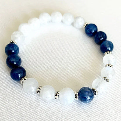 Ruberthen Natural 6 MM Moonston AAA Grade Blue Kyanite Bracelet Yoga Power Bracelet For Women Handmade Mala Beads Bracelet