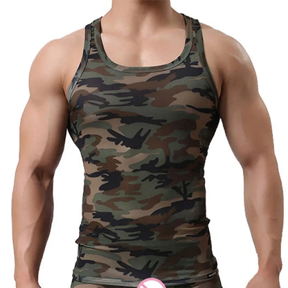 CLEVER-MENMODE Quick Dry Men Tank Top Undershirt Sleeveless Shirt Fitness Camouflage Singlet Bodybuilding Vest Elastic Clothing