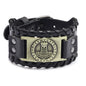Totem Design Wide Leather Pirate Compass Bracelet Men's Bracelet Celtic Viking Jewelry Compass Bracelet Accessories Party Gifts
