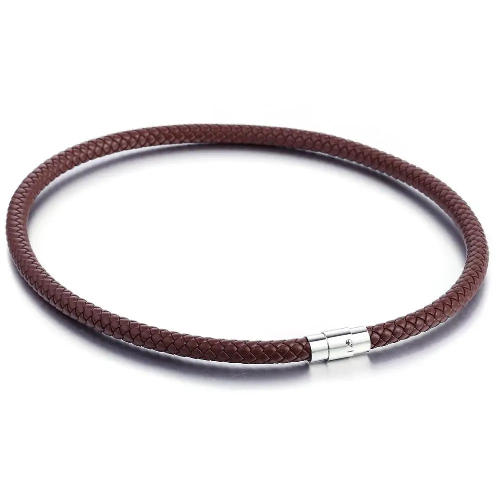 Leather Necklace Choker for Men Women Black Brown Rope Choker Necklaces Wholesale Dropshipping Jewelry  4/6/8mm DUNM09A