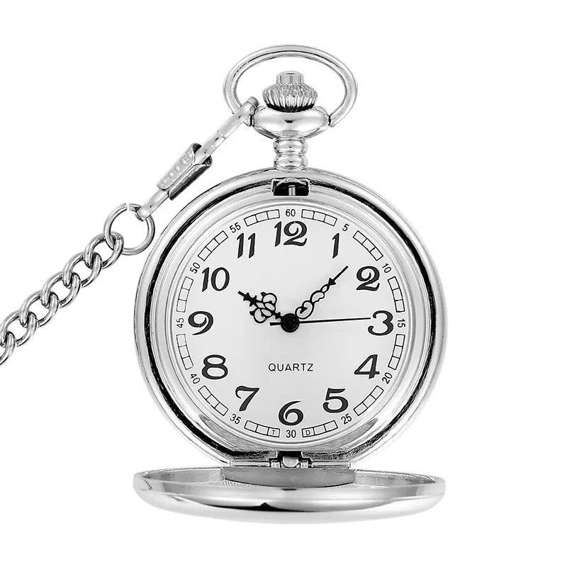 Fashion 37CM Fob Chain Smooth Steel Quartz Pocket Watch Vintage Roman Nmber Dial Pendant Fob Watch Gifts Clock